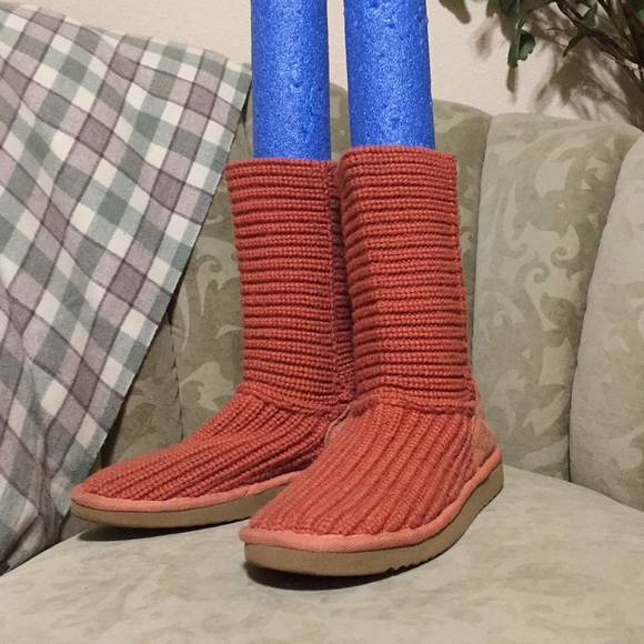UGG Shoes - Coral colored UGG knit boots